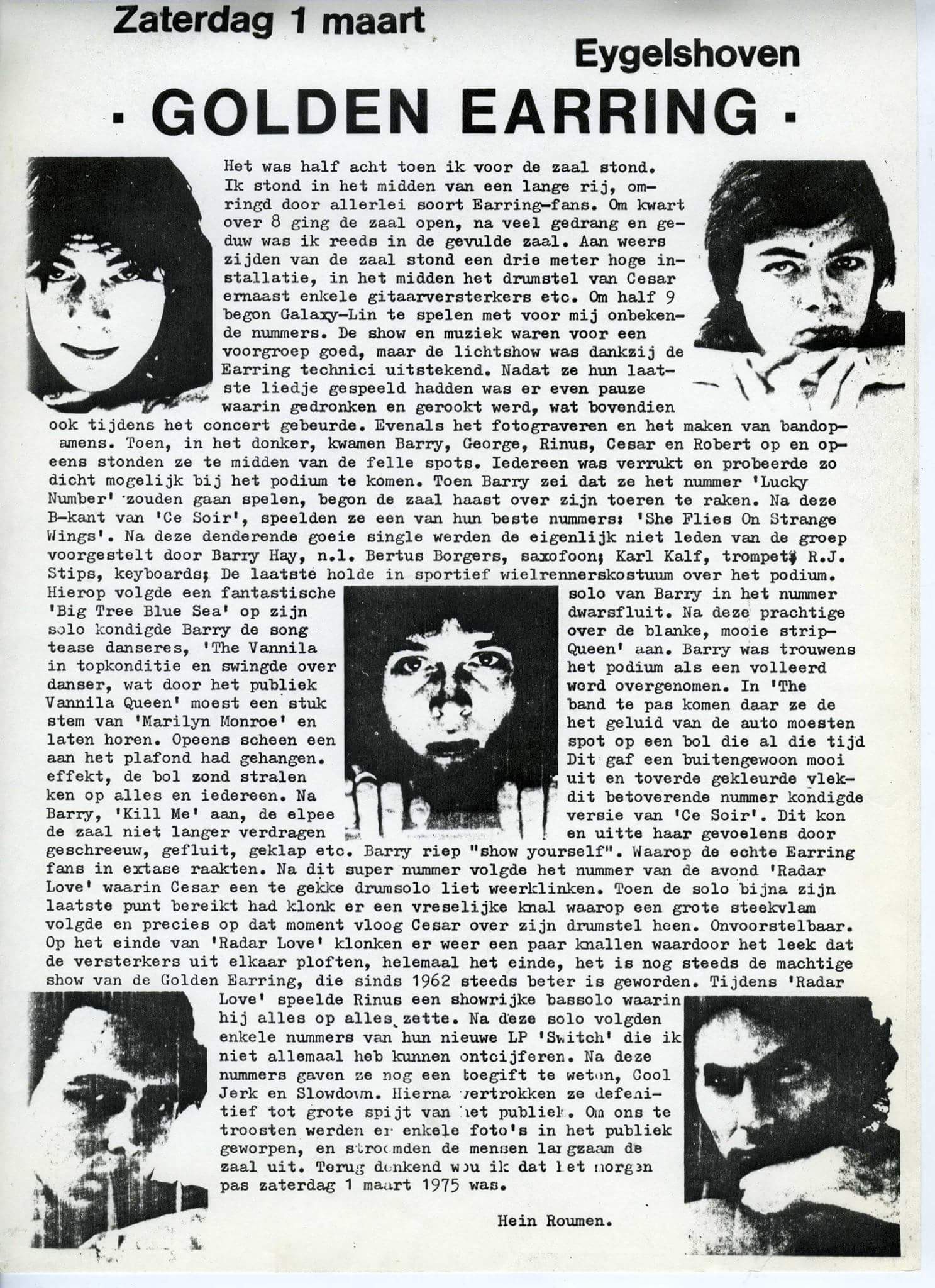 Golden Earring fanclub magazine show review Eijgelshoven